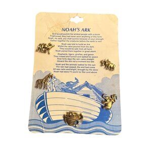 Noahs Ark Gold Metal Pin Set Featuring 5 Unique Animal Designs